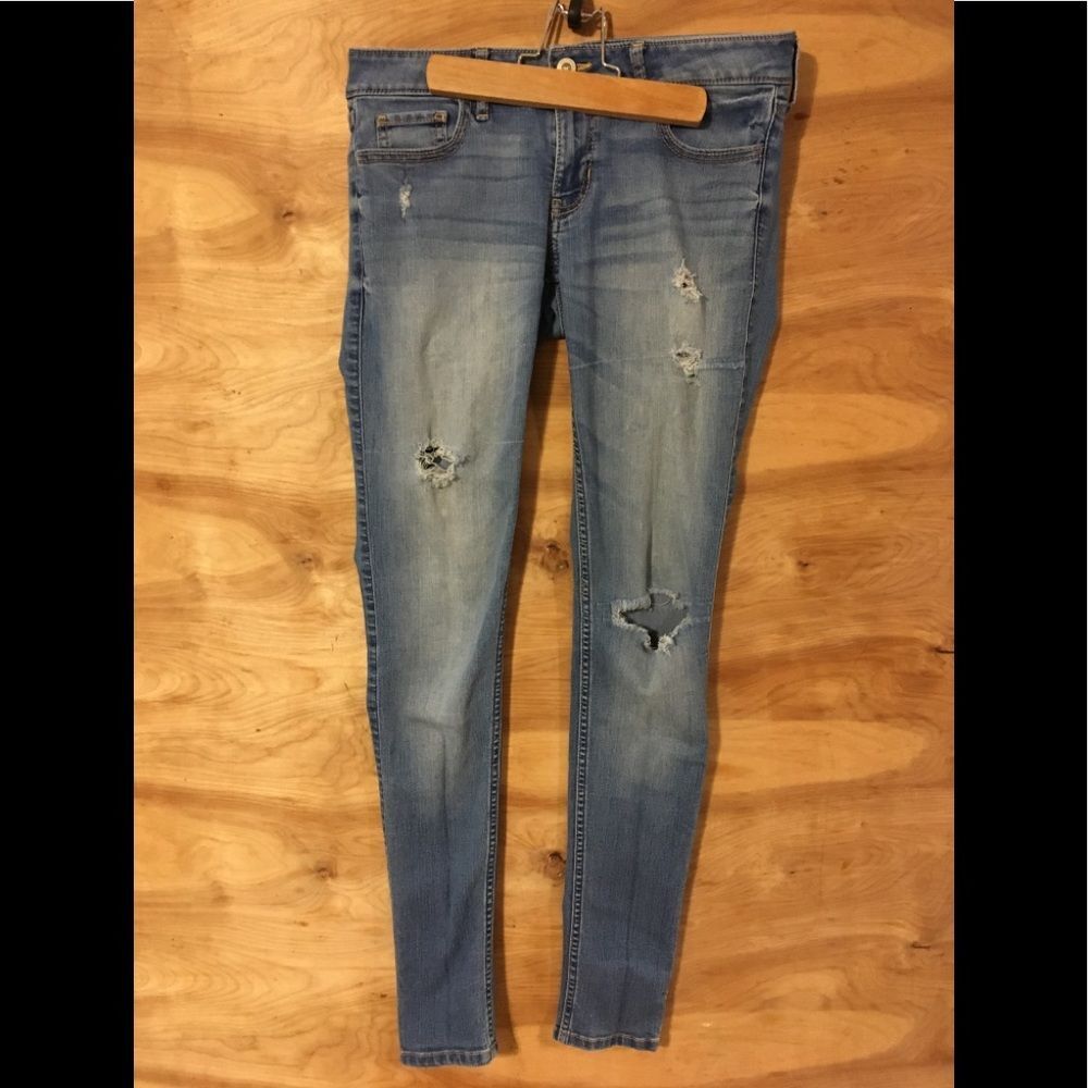 Hollister sz 3 skinny distressed blue jeans - Picture 7 of 8